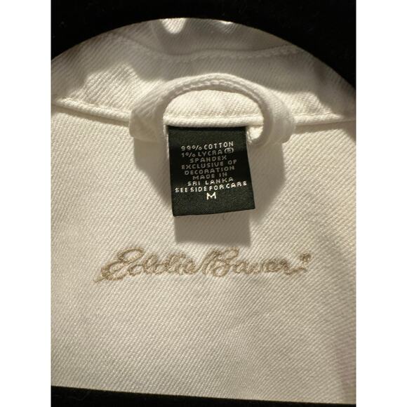 EUC Eddie Bauer White Denim Jacket Size M ClassicLayering Minimalist Y2KStyle - Picture 5 of 5